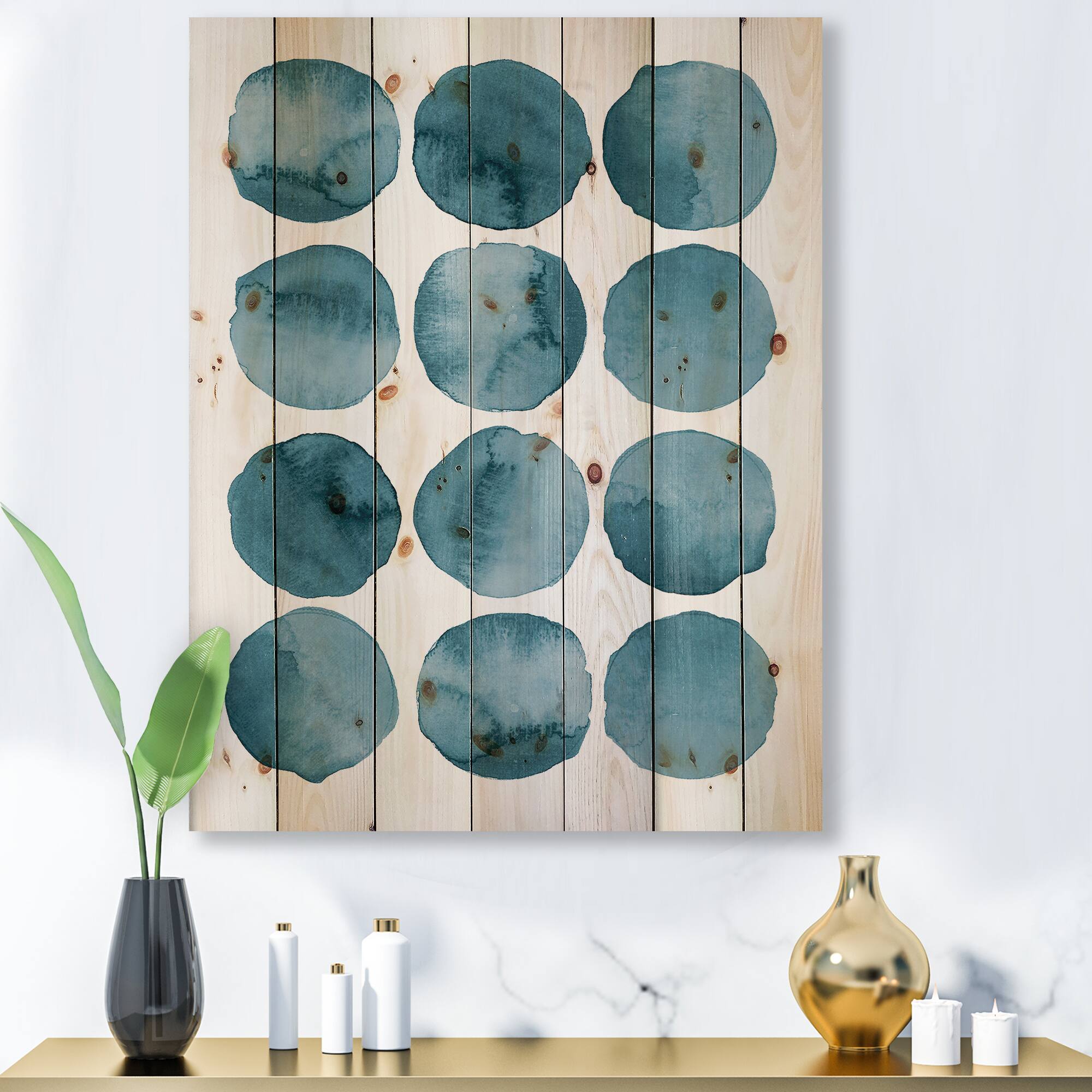 Designart - Aquamarine Circles Blue Geometric Elements